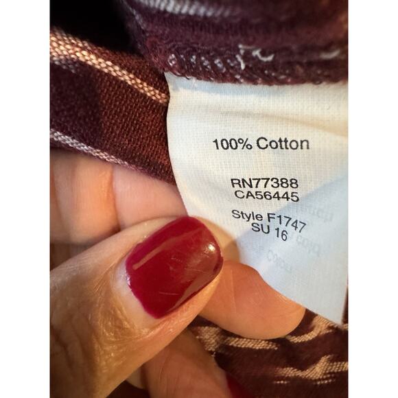 6 for $20 MADEWELL Maroon red cotton sleeveless frayed hem top S - Picture 3 of 7